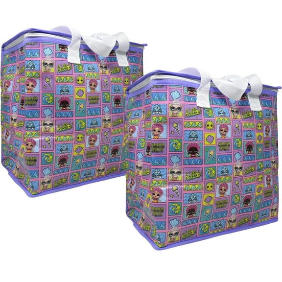 2-Pack LOL Surprise Insulated Zippered Tote Bag, Size 12" x 8" x 15"