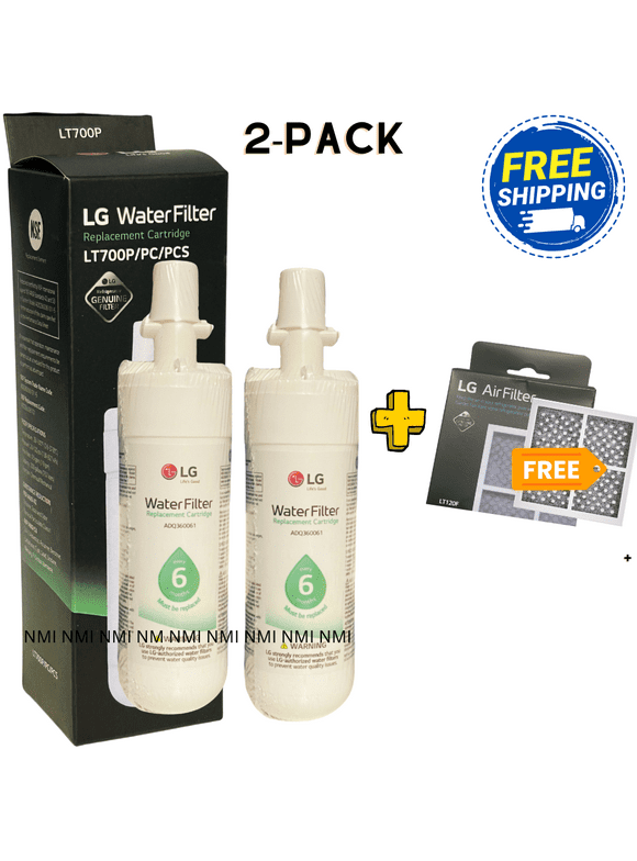 2 Pack LT700P Replacement Refrigerator Water Filter + 1 LT-120F Air Filter