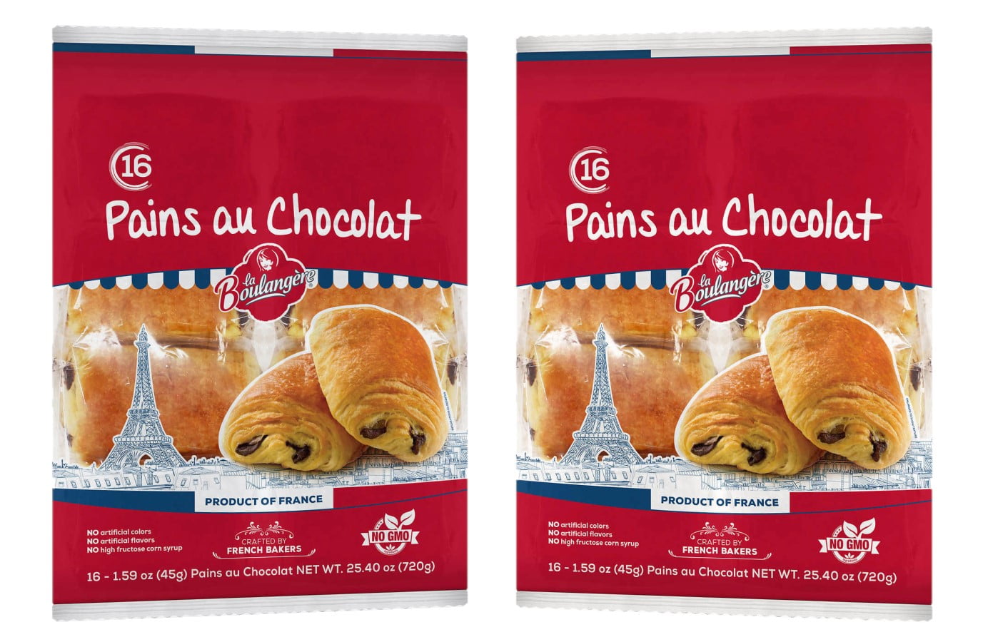 2 Pack La Boulangere Pains au Chocolat Croissants, 16 ct