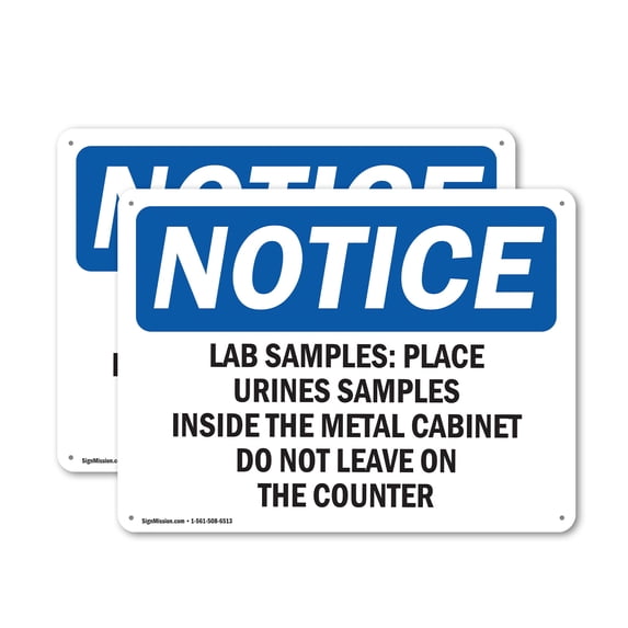 No Sampling Sign (2 Pack) Lab Samples Place Urine Samples Inside OSHA Notice Sign 18 ...