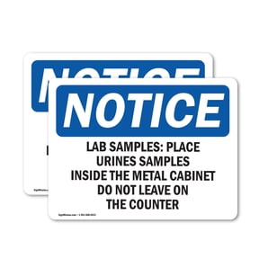 (2 Pack) Lab Samples Place Urine Samples Inside OSHA Notice Sign