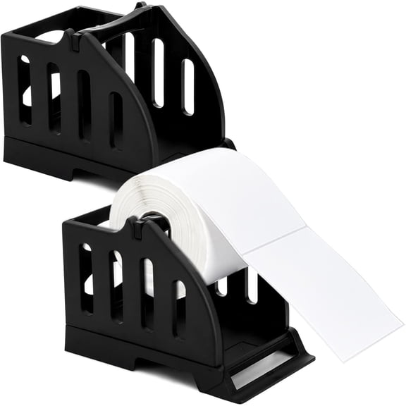 2 Pack Label Roll Holder, Thermal Label Holder for Rolls and Fan-Fold Labels, Desktop Label Printer Accessory, Plastic Shipping Label Stand Bracket for Stack, Thermal Bar Code Sticker, Office