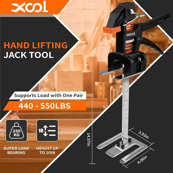2 Pack Labor Saving Arm Jack, 14" Construction Jack for Furniture Adjustment, Heavy Duty Lift Tool with Triangular Stability