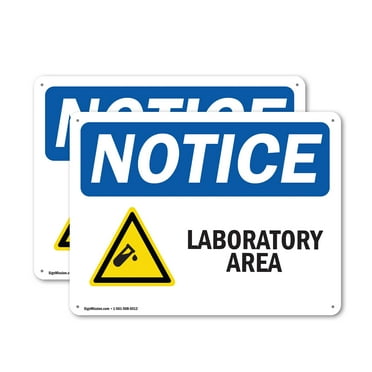 (2 Pack) Laboratory Area OSHA Notice Sign 14 Inch X 10 Inch Indoor / Outdoor Rust-Free Aluminum Metal Signs for Workplace, Workshop, and Construction Site, Made in the USA