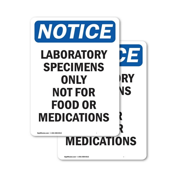 (2 Pack) Laboratory Specimens Only Not OSHA Notice Sign 5 Inch X 3.5 Inch Vinyl Label Decal Sticker Weather Resistant, UV Protected for Workplace, Business, and Construction Site, Made in the USA