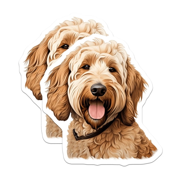 (2 Pack) Labradoodle Magnets - Cheerful Doodle Pup - Pet Lover Fridge Display - Adorable Dog Breed Artwork Decor - 5 Inches On Longest Side - Thick Durable Magnet - Made in USA - MAG24751