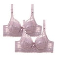 thumbnail image 1 of 2 Pack Lace Bras for Women Plus Size 34-46 Push Up No Underwire Bralettes Ladies Trendy Solid Breathable Support Lifting BCD-Cup Underwear Bra, 1 of 2