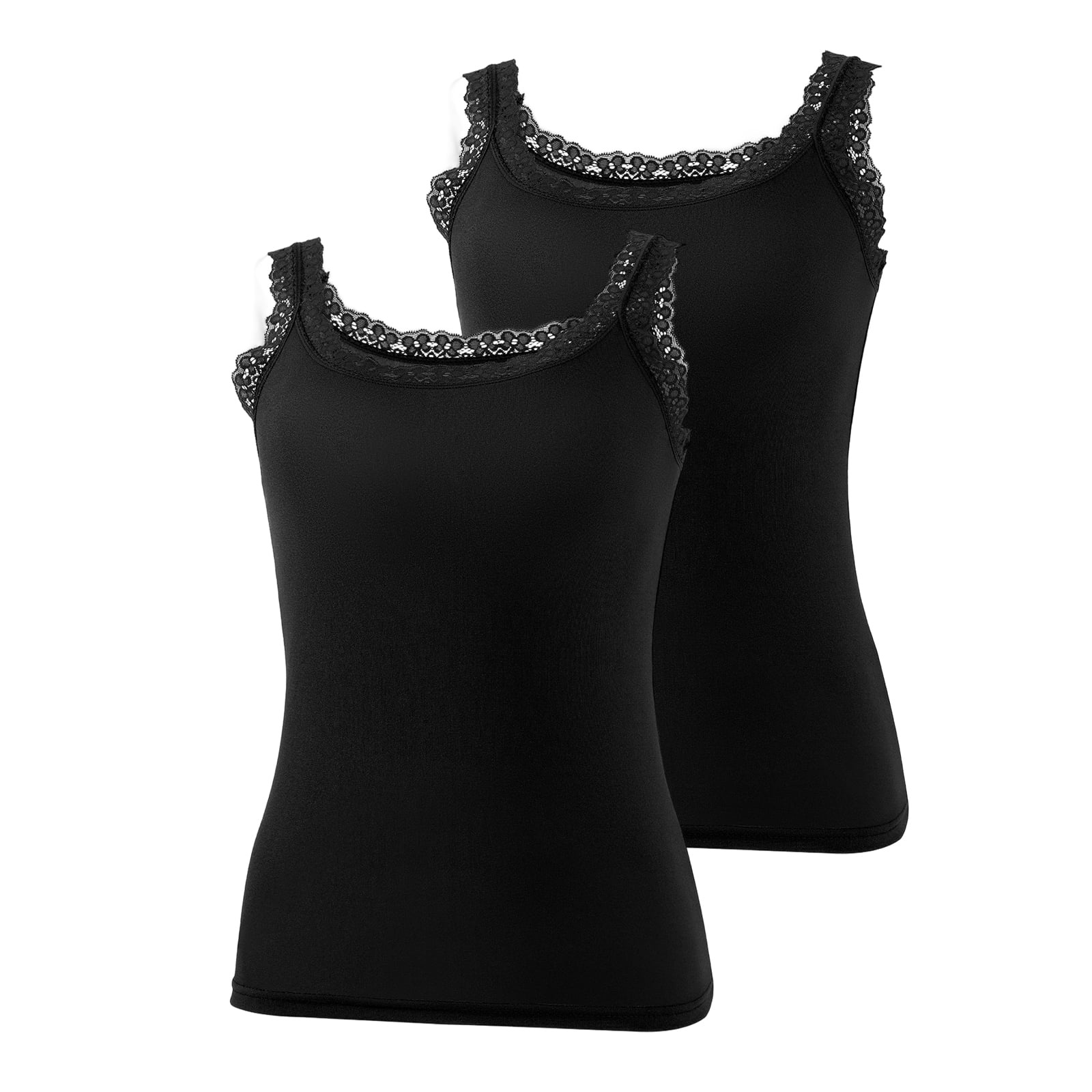 FchengtaiS, Lace Camisole Tank Top, XL, Black Soft Ribbed Cotton