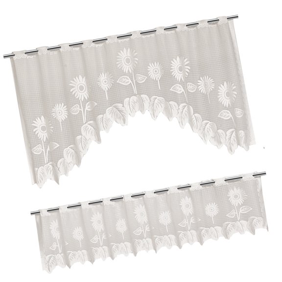 2 Pack Lace Sheer Curtains Half Privacy Window Scarf Elegant Light Filtering Polyester Home Decoration
