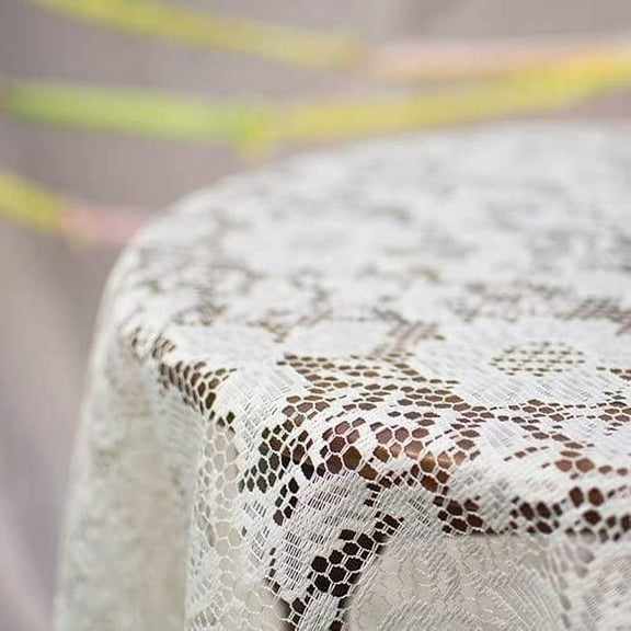 2 Pack-Lace Tablecloth, Round Table Cover, 60 in. diameter, Scalloped, Ivory