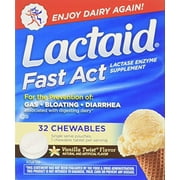 2 Pack Lactaid Fast Act Lactase Enzyme Supplement Vanilla 32 Caplets Each