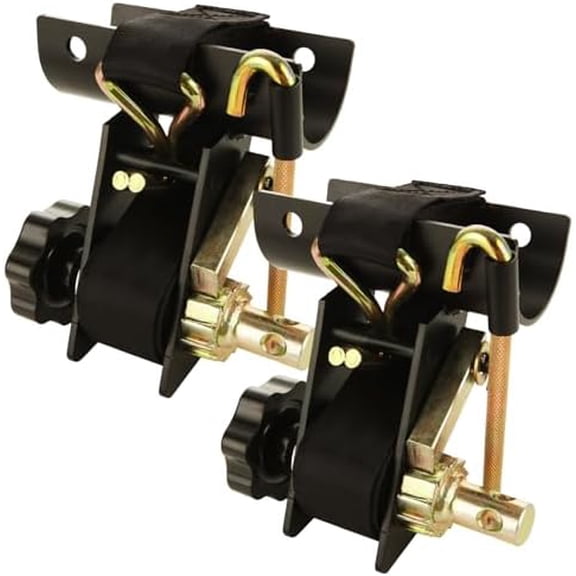 2 Pack Ladder Rack Straps with J-Hook, 2" Black Round Tube Mount, 1.5" Wide x 7.5' Long Black Ladder Rack Ratchet Tie Down Strap Roof Rack, 500 lbs Load Heavy Duty Truck Rack Straps for Cargo$$Tools