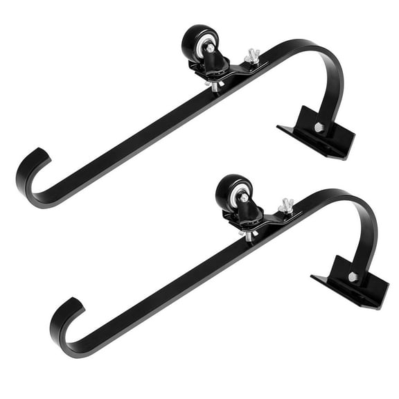 2 Pack Ladder Roof Hook Stabilizer with Fixed Wheel & Swivel Bar - Heavy Duty Steel Ladder Accessories for Roof Work, Safe & Stable Climbing
