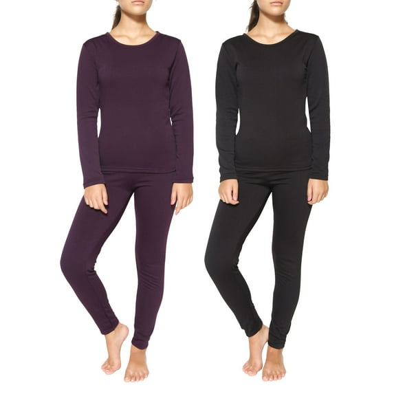 2-Pack Ladies Fleece-Lined Thermal Underwear Set (S-XL)