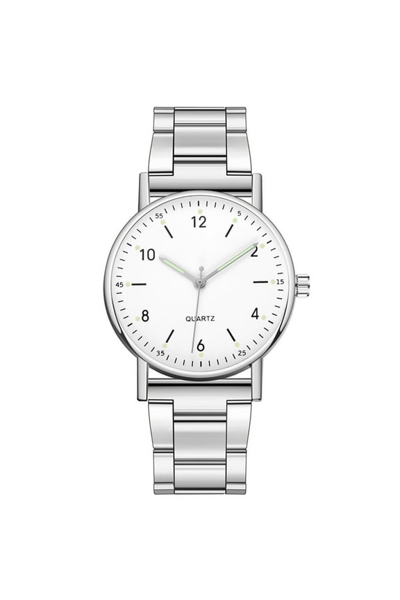 (2-Pack) Ladies High-End Quartz Watch Wind Up Watches for Women Stainless Steel Luminous Dial Sports Watches for Men Leisure Watch for Senior Womens Watch with intercha