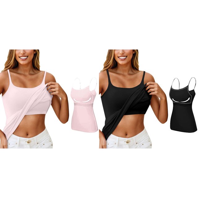 (2Pack) Ladies' Rims Bra Strap Yoga Shirts Vest with Chest Pad Yoga