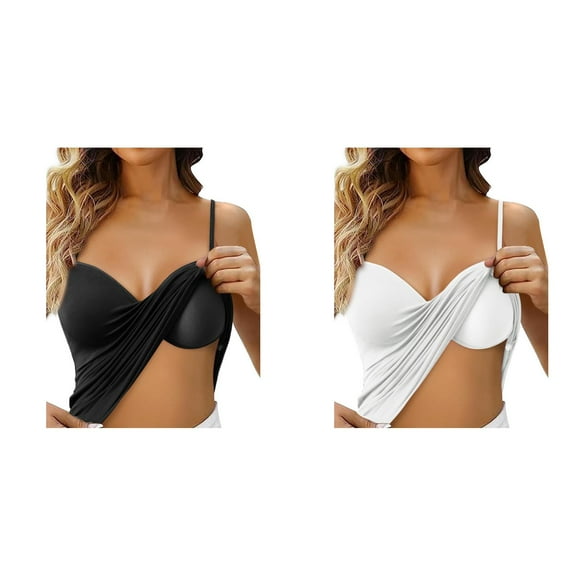 2 Pack Ladies Sleeveless Tops Women's Shelf Bra Camisole Tops Adjustable Spaghetti Strap Cami Tank Undershirts Womens Summer Tank Tops M