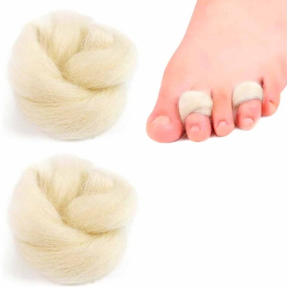 2 Pack Lambs Wool for Toes Soft Feet Cushion Toe Separator Lambs Wool Corn Cushion Pads Blister Prevention Bunions Callus Remover Cushions Hammer for Shoes or Feet