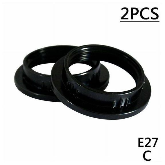 2-Pack Lamp Shade Collar Ring Adaptors, E27 Socket Reducer Rings for Standard Light Bulb Holders, Clear