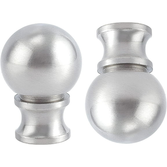 2 Pack Lamp Shade Finials Brushed Metal Ball Knob Lamp Shade Finial Decoration 1/4-27 Inch Base Threaded Cap Knob Lamp Decoration Silver