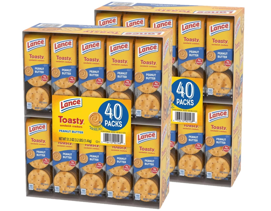 2 Pack Lance Toasty Peanut Butter Sandwich Crackers (1.29 oz., 40 ct