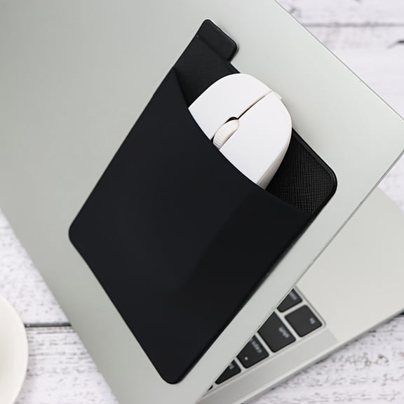 2 Pack Laptop Mouse Sticker, Adhesive Mouse Holder Elastic Pocket for Notebook Computer, Lycra Storage Gaming Mice USB Receiver for Travel Office