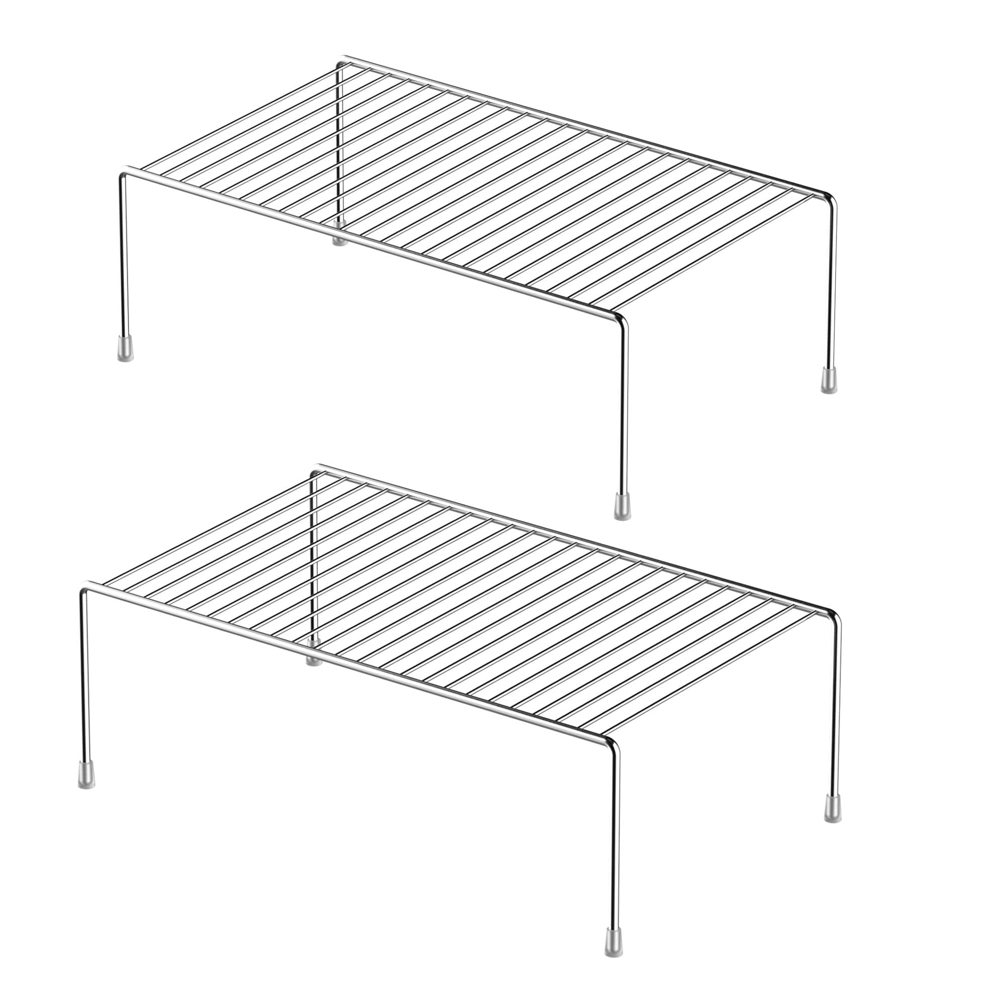 2 Pack Large (15.7 X 9. 4 Inch) Cabinet Storage Shelf Rack  Rustproof Kitchen Counter And Organizer For Fridge Bathroom Chrome