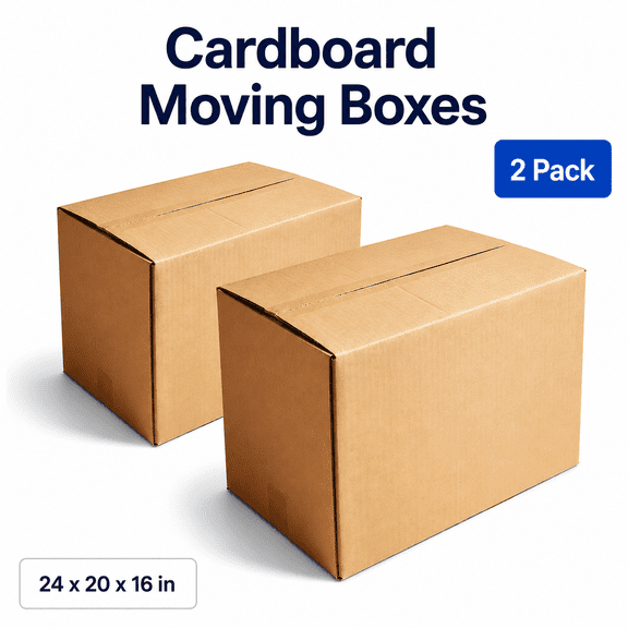 2-Pack Large 3-Layer Corrugated Cardboard Moving Boxes, 24 x 20 x 16 in, Shipping & Storage