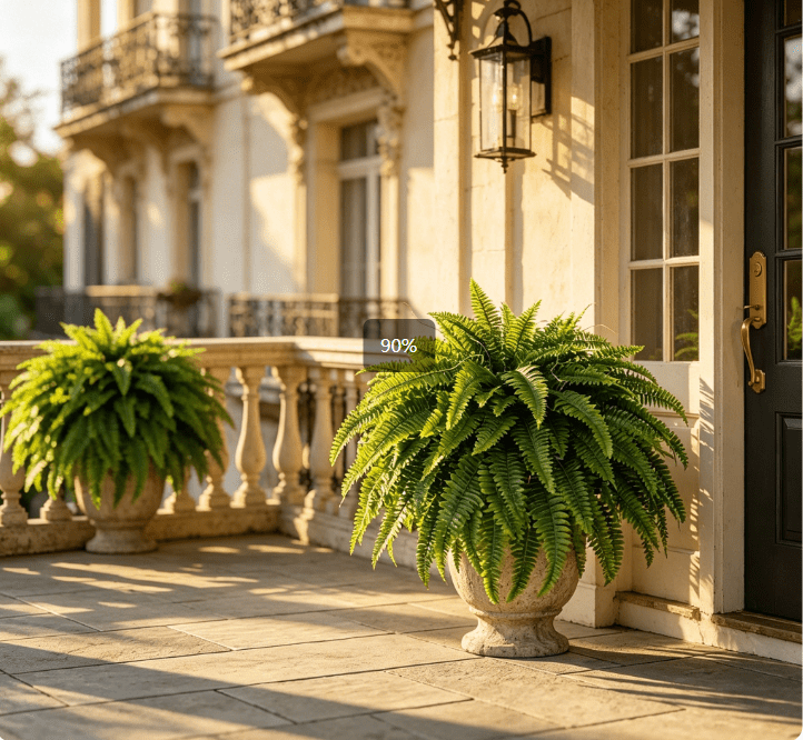 2 Pack Large Artificial Boston Ferns for Outdoors,UV Resistant 31 inch Lush Faux Ferns , Realistic Fake Hanging Plants for Front Porch Planter Patio Garden Decor