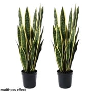 2 Pack Large Artificial Snake Plant, UV Resistant Fake Tropical Green Leaves, No Pot, Indoor Outdoor Decor for Home Office Porch Garden Yard Wedding Holiday Party