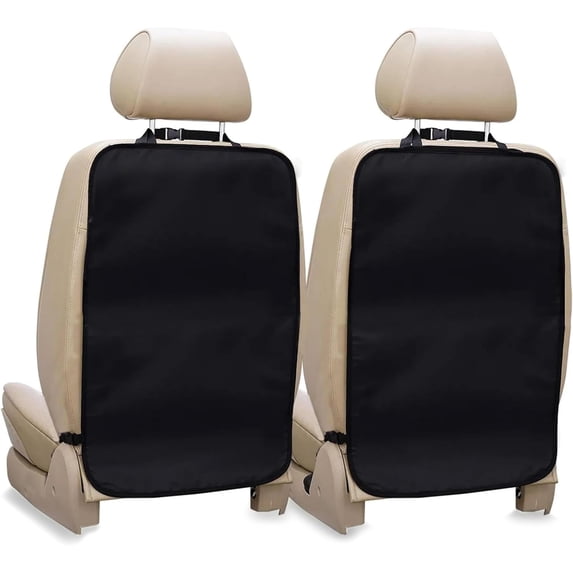 2 Pack Large Back Seat Protector for Kids Feet | Premium Waterproof Kick Mats | Durable Black Backseat Cover for Child to Protect from Dirt, Mud & Scratches | Automotive Travel Accessories