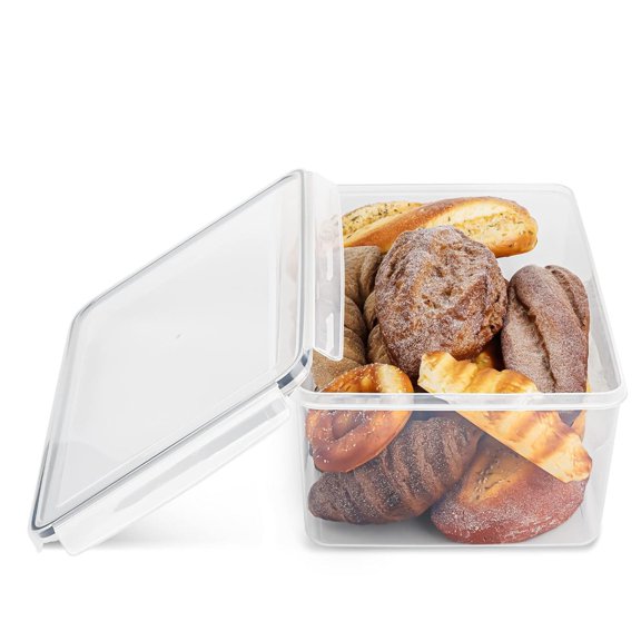 2 Pack Large Bread Box for Kitchen Countertop, Airtight Bread Storage Container for Homemade Bread and Bakery Loaf, Plastic Bread Keeper, 11.6 Qt / 11L Each