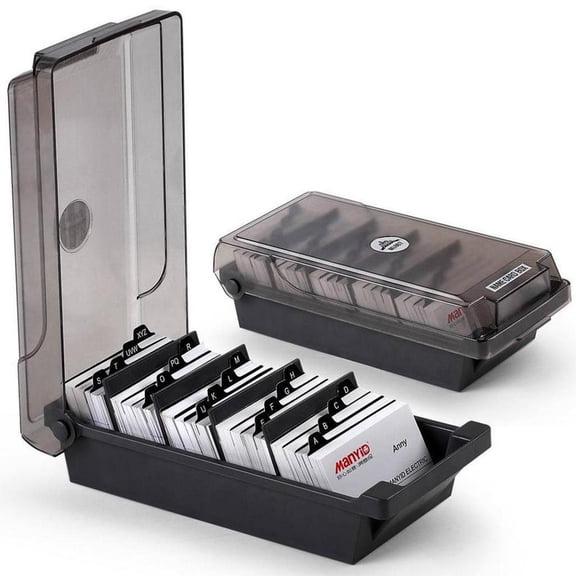 2 Pack Large Capacity Business Card Holder Box Business Card Storage Box Organizer Index Card Storage Box With 4 Divider Board And