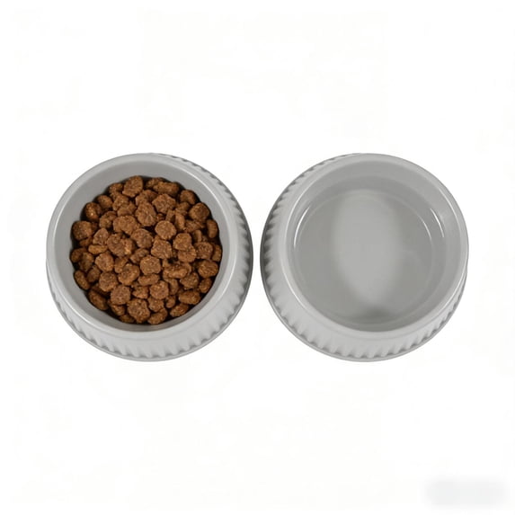2-Pack Large Capacity Plastic Dog Bowls & Cat Bowls, Non-Slip Easy to Clean Pet Food Water Bowls, Durable Multi-Color Pet Tableware, Gray
