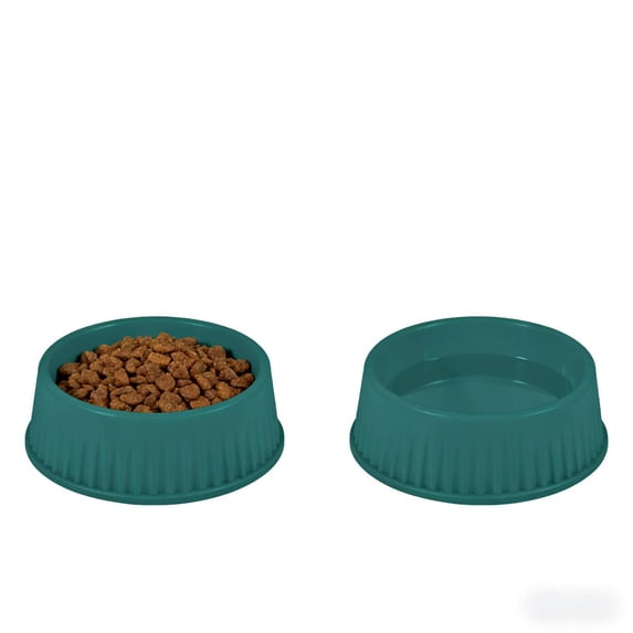 2-Pack Large Capacity Plastic Dog Bowls & Cat Bowls, Non-Slip Easy to Clean Pet Food Water Bowls, Durable Multi-Color Pet Tableware, Green