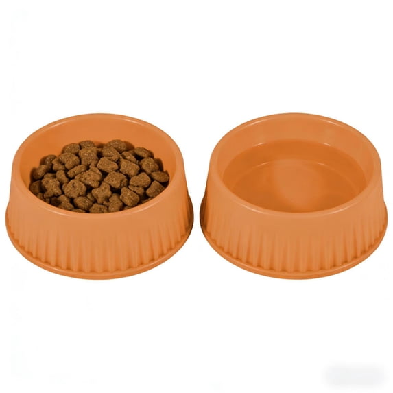 2-Pack Large Capacity Plastic Dog Bowls & Cat Bowls, Non-Slip Easy to Clean Pet Food Water Bowls, Durable Multi-Color Pet Tableware, Orange