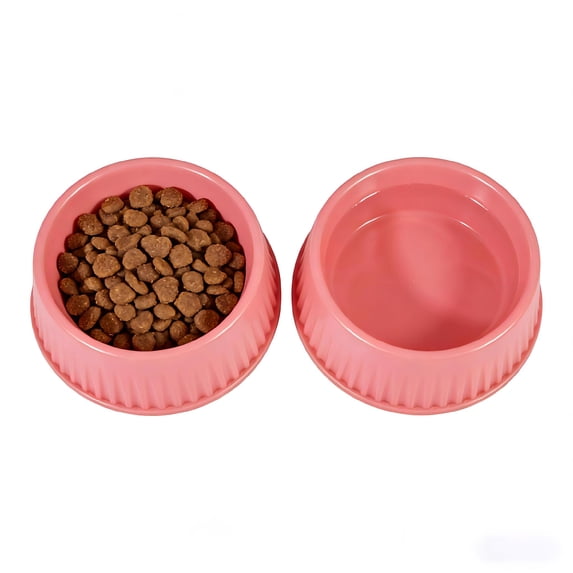 2-Pack Large Capacity Plastic Dog Bowls & Cat Bowls, Non-Slip Easy to Clean Pet Food Water Bowls, Durable Multi-Color Pet Tableware, Pink
