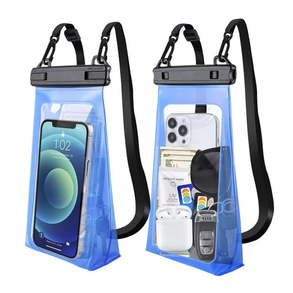 S. 2 Pack Large Capacity Waterproof Phone Pouch Floating, Waterproof Bag Case for iPhone 15 14 Pro Max 13 12 11 X XR 8 Plus Samsung Up to 6.9'', IPX8 Dry Bag for Boating Swimming Kayaking