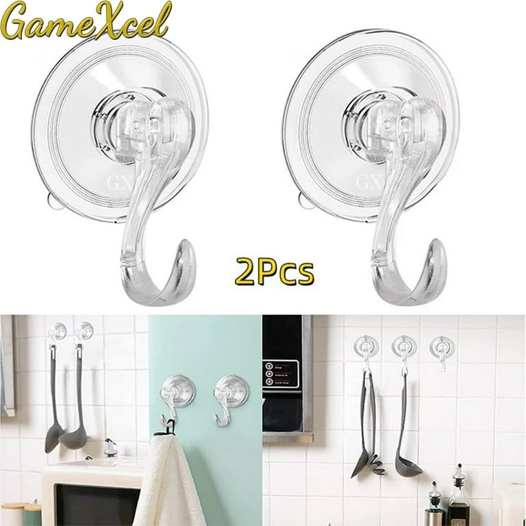 2-Pack Large Clear Wreath Hanger, 22LB Double Suction Cup Hooks