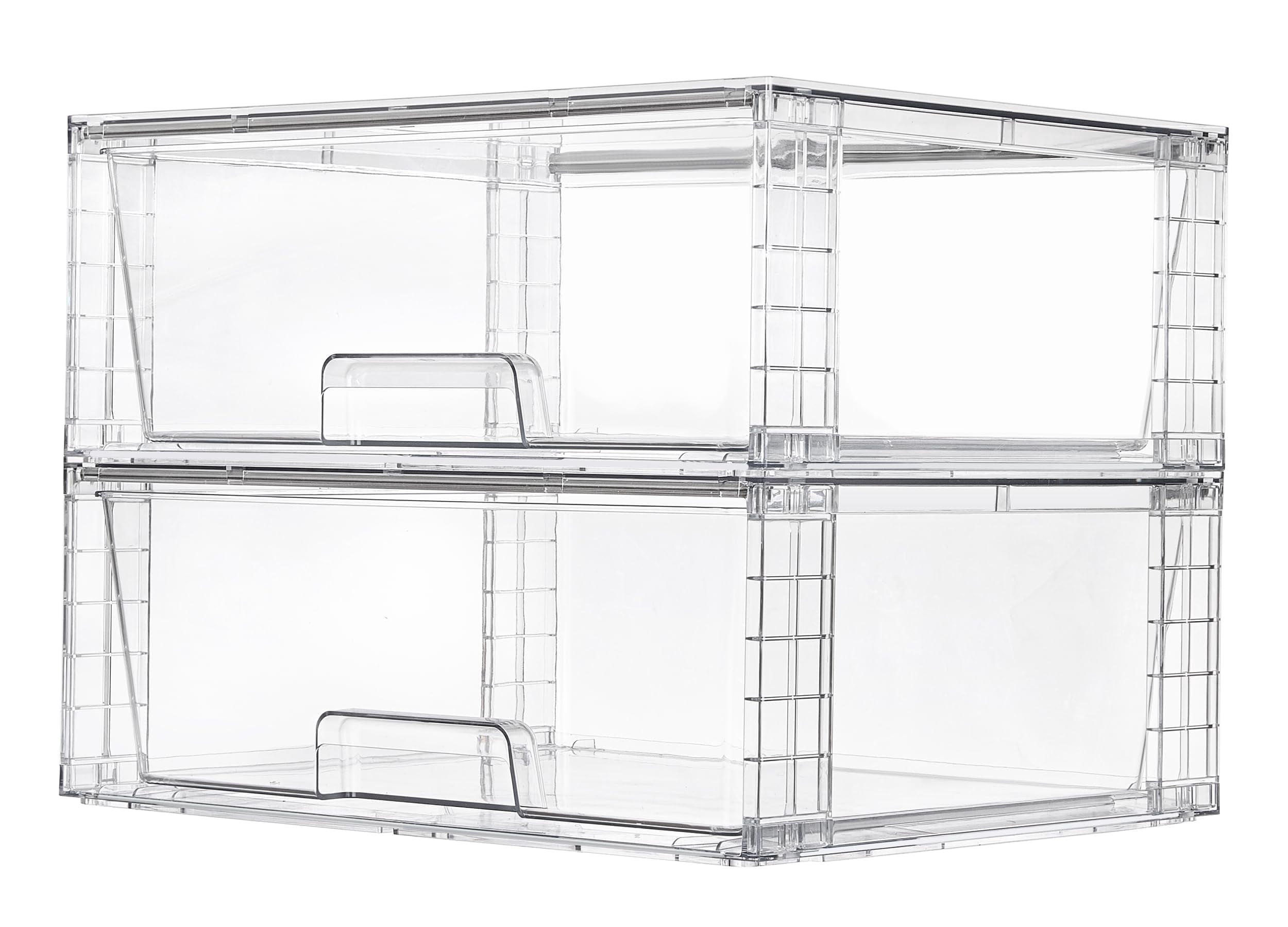 2 Pack Large Clear Stackable Storage Drawers 27QT, Easily Assemble Plastic Closet Storage Bins, Dust-Proof UnderBed Organizer for Clothing, Sweater Organization
