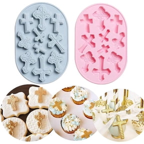 2-Pack Large Cross Cupcake Decorators - Baptism Cake and Lollipop Cake Molds, Perfect for Class Reunions and Wedding Parties