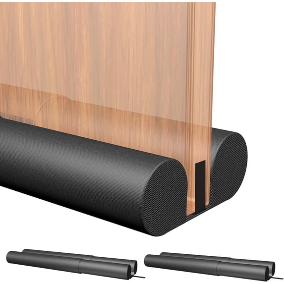 2 Pack Large Door Draft Stopper for Bottom of Doors 36 Inch Sweep Weather Stripping Noise Blocker Under Black Stoppers Adjustable Twin (2 Pack)