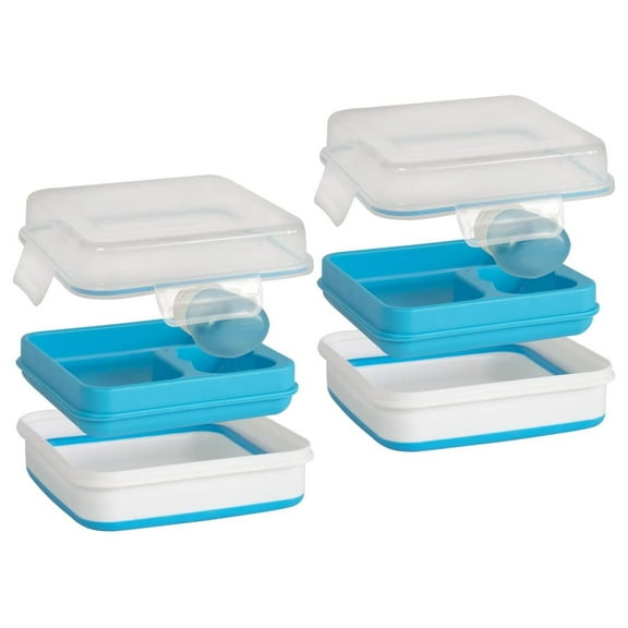 2-Pack Large Expandable To-Go Salad Kit Lunch Containers - Square - 52 oz Bowl with 3 Compartments for Toppings and Salad Dressing Bottle | Bento Meal Prep