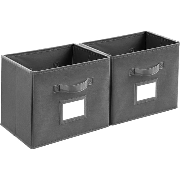 2 Pack Large File Box for Letter Size Documents, File Storage Organizer with Plastic Rails and Reinforced Cardboard, Collapsible Filing Box for Office Records, Gray