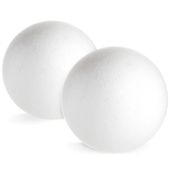 Juvale Sphere Craft Foam Balls - 7.5-Inch White Polystyrene Spheres - 2 Pack for DIY Projects, Floral Centerpieces & Home Decor