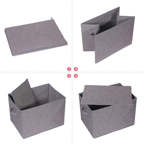 2 Pack Large Foldable Storage Box with Lids Fabric Storage Cube ...