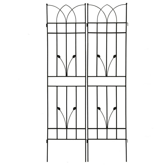 2 Pack Large Garden Trellis 71"H x 17.7" W Heavy Duty Rustproof Black Iron Plant Trellis for Potted Plant Support Metal Climbing Rose Trellis Vine Vegetable Cucumber
