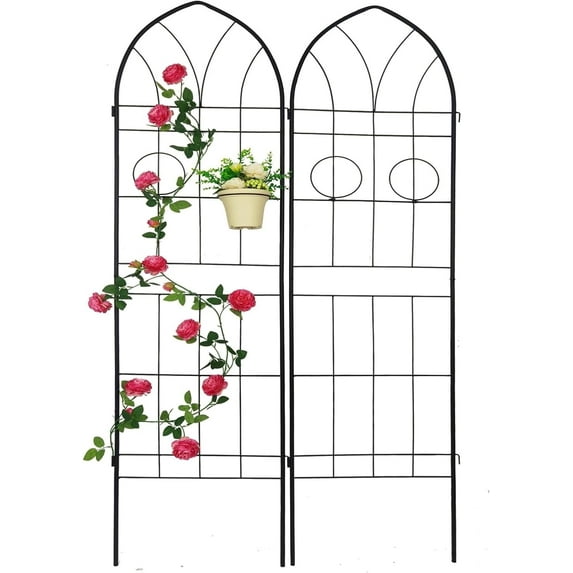 2 Pack Large Garden Trellis 78.7" H x 19.7" W Heavy Duty Rustproof Black Iron Plant Trellis for Potted Plant Support Metal Climbing Rose Trellis Vine Vegetable Cucumbe
