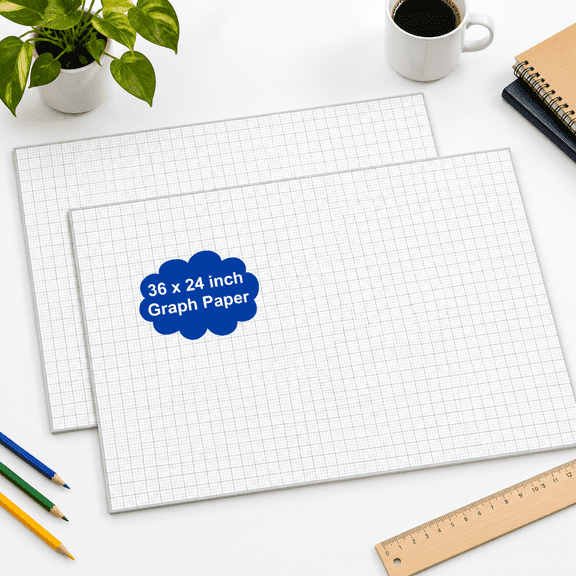 2-Pack Large Graph Paper Pad 24" x 36" 50 Sheets 4"x4" Grid for Engineers Architects Designers