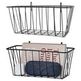 thumbnail image 1 of 2 Pack Large Grid Wall Baskets - Gridwall Accessories Set Black Metal Hanging Shelf Basket Bins Organizer - Modular Storage Holders for Photo Display Panel Shelving Caddy for Garage, 1 of 7